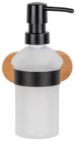 Dozator de săpun lichid negru/în culoare naturală autoadeziv din sticlă 300 ml Orea Bamboo – Wenko