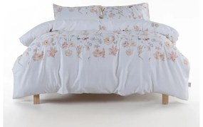 Lenjerie de pat albă din bumbac satinat pentru pat de o persoană 140x200 cm Ivory Garden Floral – Mila Home Luxury
