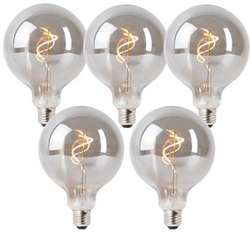 Set de 5 becuri LED E27 dimabile, fumurii, G125 4W 130 lm 1900K