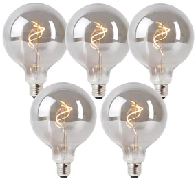 Set de 5 becuri LED E27 dimabile, fumurii, G125 4W 130 lm 1900K