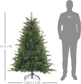 HOMCOM Brad de Crăciun Artificial cu 1309 Crengi, Pliabil cu Bază Metalică, Ø105x150 cm, Verde | Aosom Romania