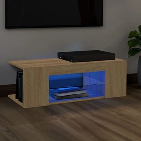 vidaXL Comodă TV cu lumini LED, stejar Sonoma, 90x39x30 cm