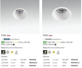 Spot LED dimabil / incastrabil tavan / plafon FOX alb 7W