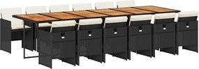 vidaXL Set mobilier de grădină cu perne, 13 piese, negru, poliratan