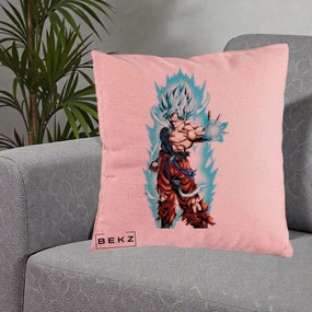 Perna Personalizata Dragon Ball Goku Ultra Instinct Blue, 40x40 cm, Roz, Husa Detasabila, Perna Inclusa, BEKZ®