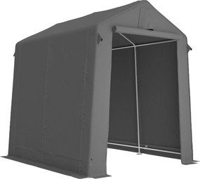 Outsunny Cort garaj 2,3 x 1,9 m, rezistent la apă, cort pentru unelte cu ușă rulabilă cu fermoar, ventilație, acoperiș în două ape, gri închis | Aosom Romania