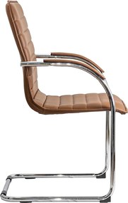 Scaun pentru așteptare maro OFF 835 din piele ecologică și cadru metalic cromat cu brațe
