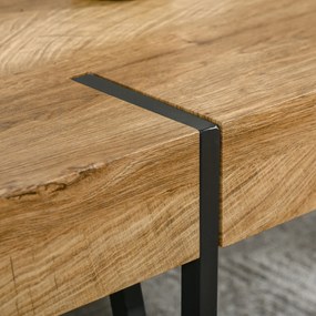 HOMCOM Masă de Cafea Dreptunghiulară Stil Industrial Picioare în Formă de Ace Metal Negru Placă Aspect Bastaing Vechi Lemn | Aosom Romania