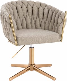 HR750CROSS Scaun Latte Boucle cu Bază Aurie