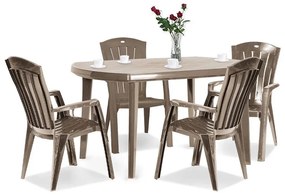 Set de mobilier de grădină Eltorini 4+1 în culoarea cappuccino