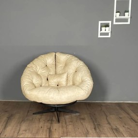 Fotoliu rotativ 360 grade,tapitat cu stofa si picioare metalice,rotund,homs,seria B-120,20027