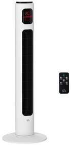 HOMCOM Ventilator Turn 45W cu 3 Moduri și 3 Viteze cu Cronometru 12h, Ventilator de Podea ABS cu Telecomandă, Ø32x96 cm, Alb-Negru | Aosom Romania