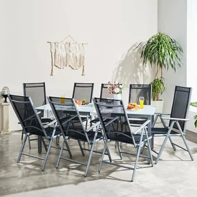 Deuba Set de grădină Bern 1+8 din aluminiu - argintiu