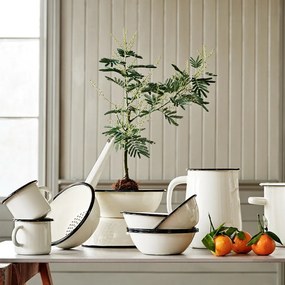 Strecurătoare vintage din oțel emailat, alb offwhite, Ø19×L34×H7 cm, „Emil's Enamel"