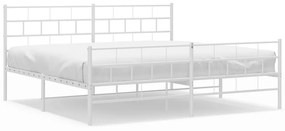 355731 vidaXL Cadru de pat metalic cu tăblie de cap/picioare, alb, 183x213 cm