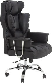 RESIGILAT- Scaun directorial cu spătar înalt și reglabil, piele ecologică, Negru