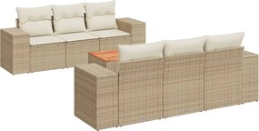 vidaXL Set canapele de grădină, 7 piese, cu perne, bej, poliratan
