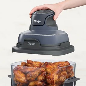 Resigilat: Friteuza cu aer cald portabila 4in1 Ninja CRISPi FN101EUGY, 1700 W, 3,8 l, 6 portii, 2 recipiente din sticla, 4 programe, Fara PFAS si BPA, Albastru inchis