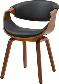 Scaun retro imitatie piele neagra, lemn furniruit ORGANIC