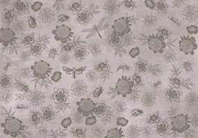 Fototapet - Flori gri cu gândaci (147x102 cm)