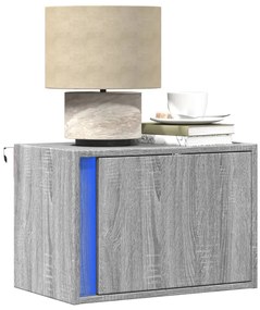 vidaXL Noptieră montată pe perete cu lumini LED, sonoma gri