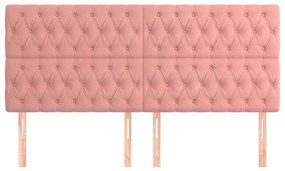 Tablii de pat, 4 buc, roz, 100x7x78 88 cm, catifea 4, Roz, 200 x 7 x 118 128 cm