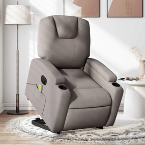 vidaXL Fotoliu electric masaj rabatabil cu ridicare, gri taupe, textil