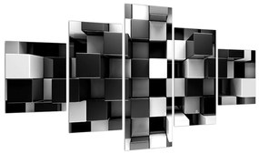 Tablou abstract albnegru - zaruri (125x70 cm), în 40 de alte dimensiuni noi