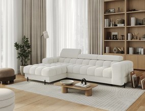 Coltar extensibil stanga 3 locuri ELTAP, LT-01ROY, Felro, 285x181x93 cm, lemn/poliester, alb