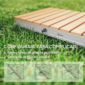 Outsunny Duș Portabil: aluminiu, 4m rezistent UV/apă, plajă/spa, 70x55 cm, Efect Lemn | Aosom Romania