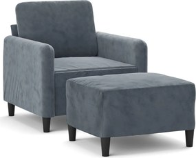 vidaXL Fotoliu canapea cu taburet, gri închis, 60 cm, catifea
