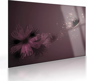 Tablou pe sticlă - Floare și fluture (70x50 cm)