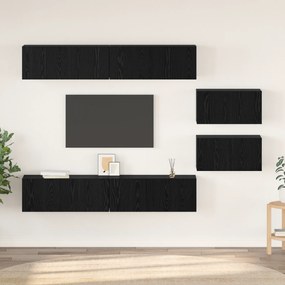 vidaXL Set comodă TV cu raft Altele 6 pcs Stejar Negru 80 x 30 x 30.5 cm mic