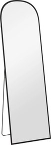 HOMCOM Oglindă de Podea și Perete, Oglindă Modernă cu Structură din Aliaj de Aluminiu și Suport Pliabil, 50x161.5 cm, Negru | Aosom Romania