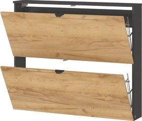 Pantofar gri antracit/în culoare naturală cu deschidere înclinată/suspendat cu aspect de lemn de stejar 100x85x19 cm Renell – Germania