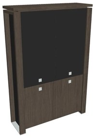Dulap înalt Verno+ S 140 x 46 x 210 cm, uși combinate, stejar antracit / negru
