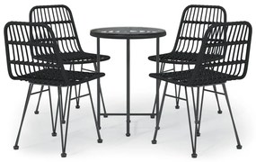 3157840 vidaXL Set mobilier de grădină, 5 piese, negru, poliratan