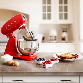 Mixer planetar SMEG SMF03RDEU, 800 W, 4,8 l, 10 viteze, Functie de pornire treptata, Rosu