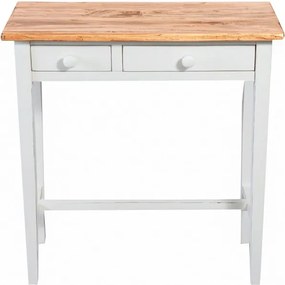 Masa consola, L73 36 H75 cm, alb natur antichizat, lemn masiv
