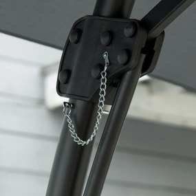 Outsunny Umbrelă cu braț lateral Ø293cm umbrelă de soare cu levier lateral, bază în cruce, protecție la vânt, rezistentă la apă Gri închis | Aosom Romania