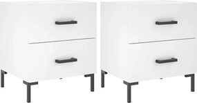 vidaXL Noptiere, 2 buc., alb, 40x35x47,5 cm, lemn compozit