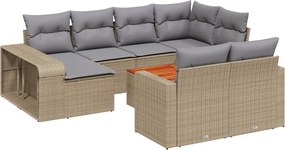 vidaXL Set canapele de grădină cu perne, 11 piese, bej, poliratan