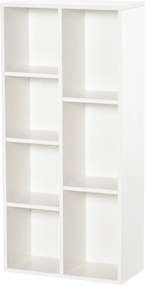 HOMCOM Bibliotecă din Lem Stil Vintage Cubica cu 7 Suporturi Diferite din MDF pentru Casă și Birou, 50x24x106 cm, Alb | Aosom Romania