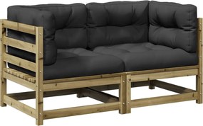 vidaXL Set canapele de grădină cu perne, 2 piese, lemn de pin tratat