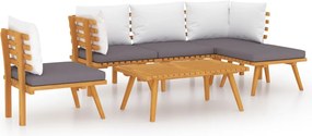 vidaXL Set mobilier de grădină cu perne, 6 piese, lemn masiv acacia