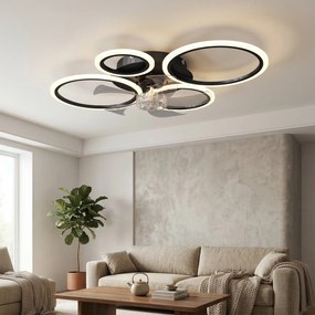 HOMCOM Ventilator de tavan cu lumină și telecomandă, Ventilator LED de tavan 77 cm cu 3 culori de lumină, 6 trepte, temporizator | Aosom Romania