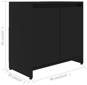 Dulap de baie, negru, 60 x 33 x 61 cm, PAL Negru, 1