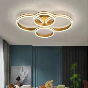 Lustra LED Cu Telecomanda, Elit's EsnF2332/2+2r, Intensitate Reglabila, 340W, Gold