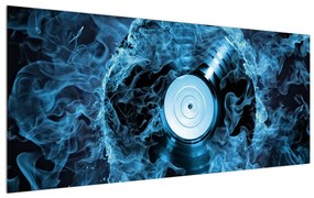 Tablou cu placă de gramofon în foc albastru (120x50 cm), în 40 de alte dimensiuni noi