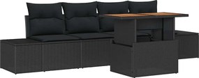 vidaXL Set de canapele pentru grădină 5 pcs Negru Rattan poli